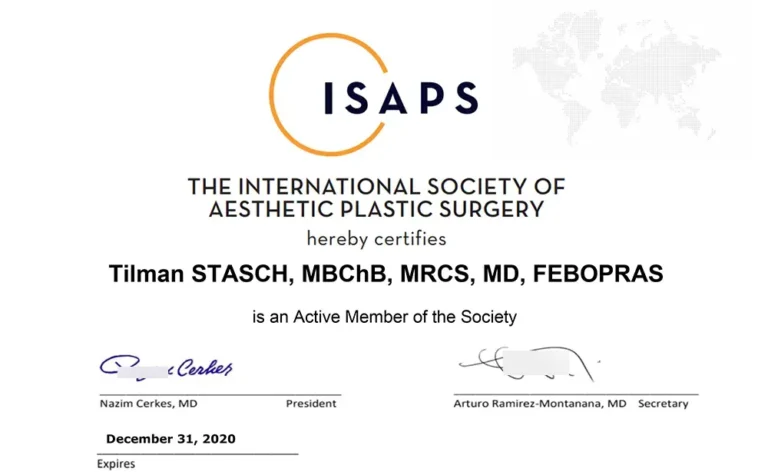 ISAPS 2020 Member Certificate