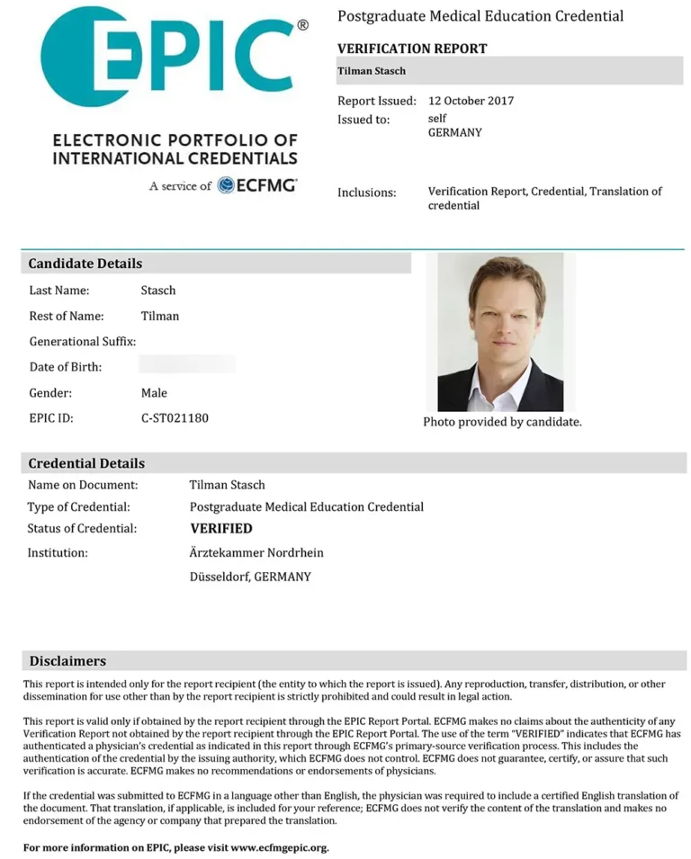 Specialist Certificate for Plastic Surgery in Germany